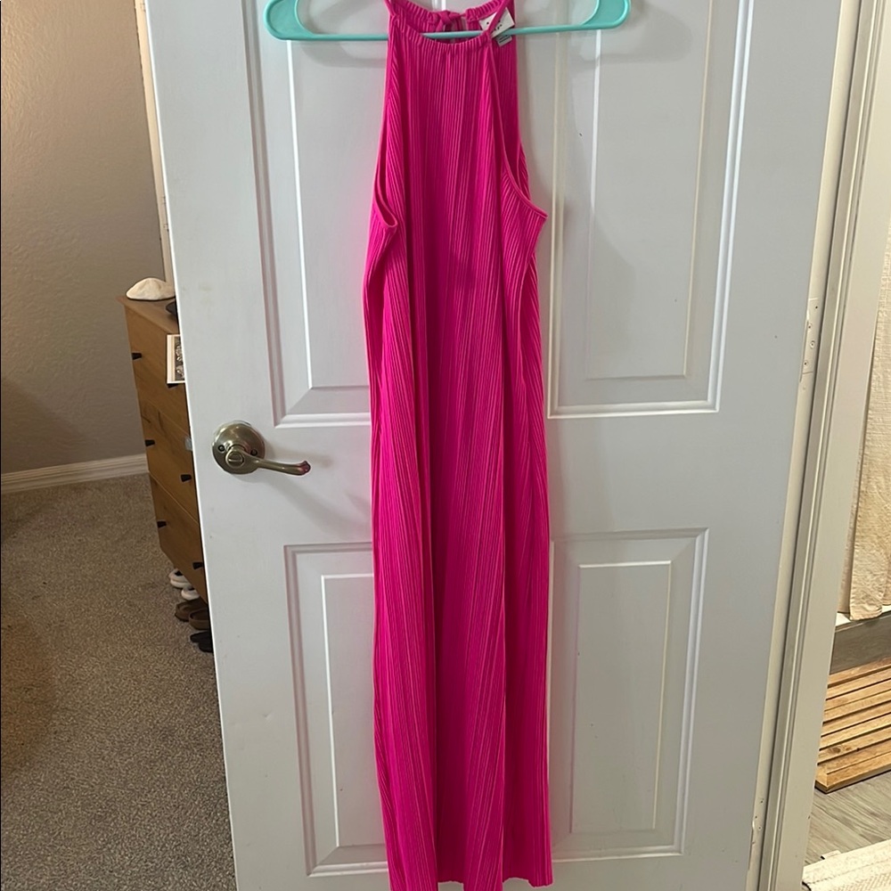 Vibrant Pink Sleeveless Maxi Dress